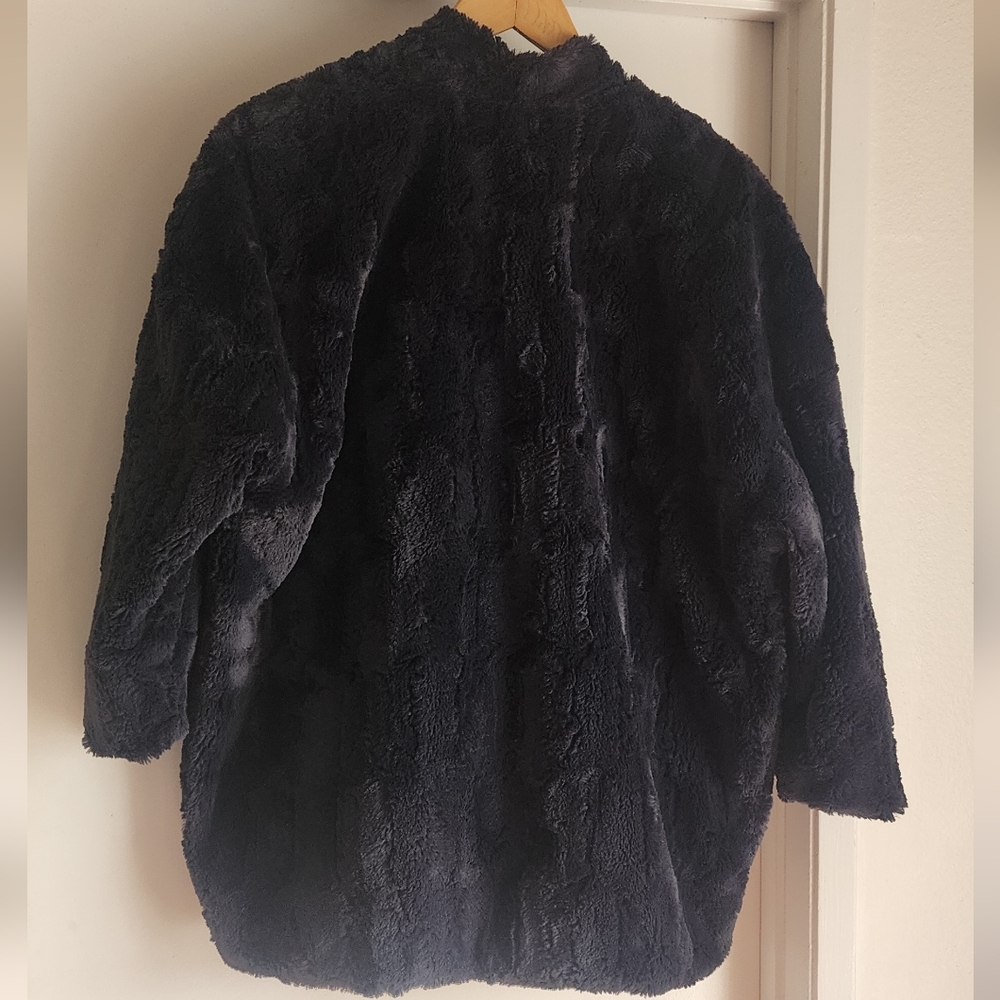 Anthropologie Tiny Editions Midnight Blue Faux‎ Fur Coat Sz S - Picture 6 of 7